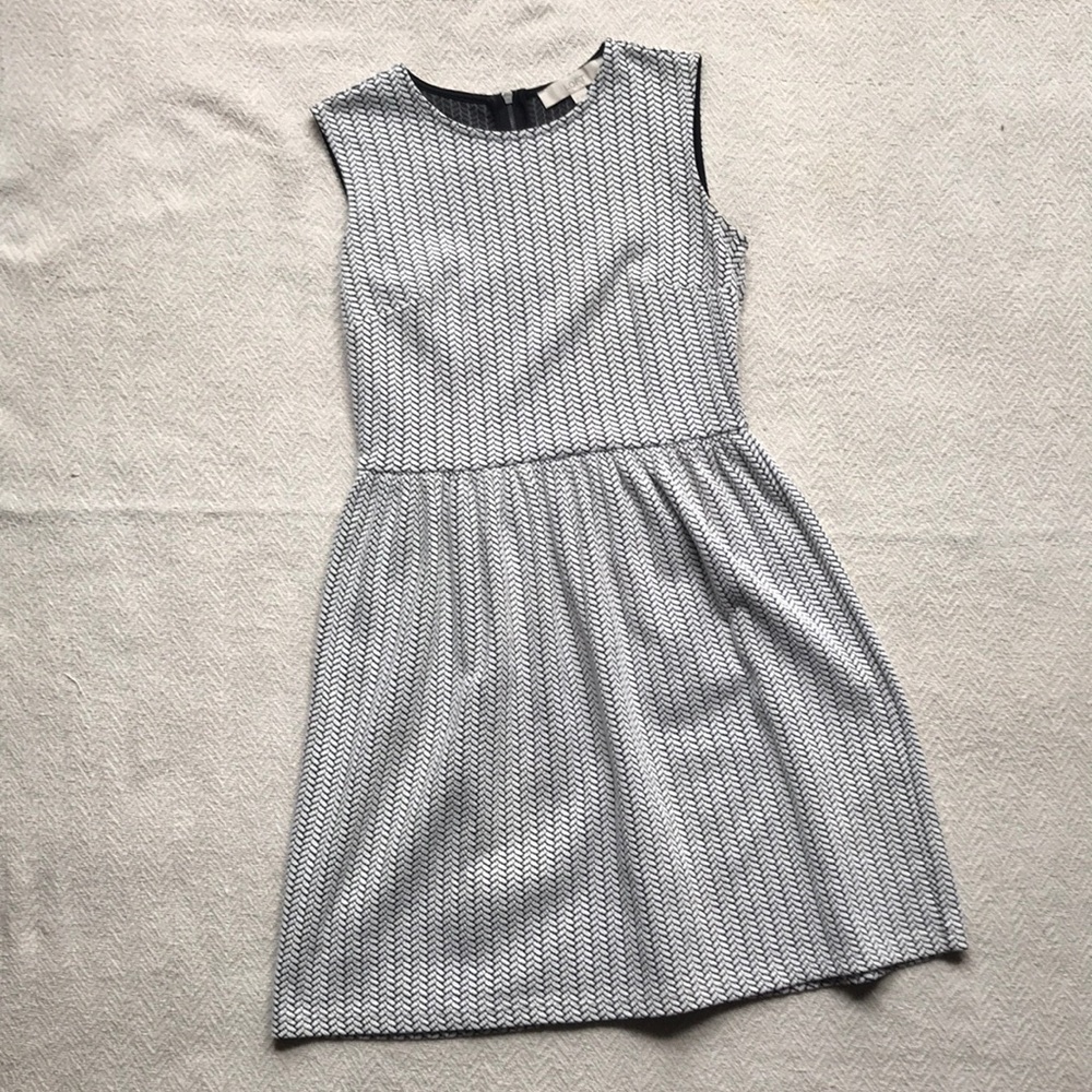 LOFT Black and Cream Sleeveless Dress